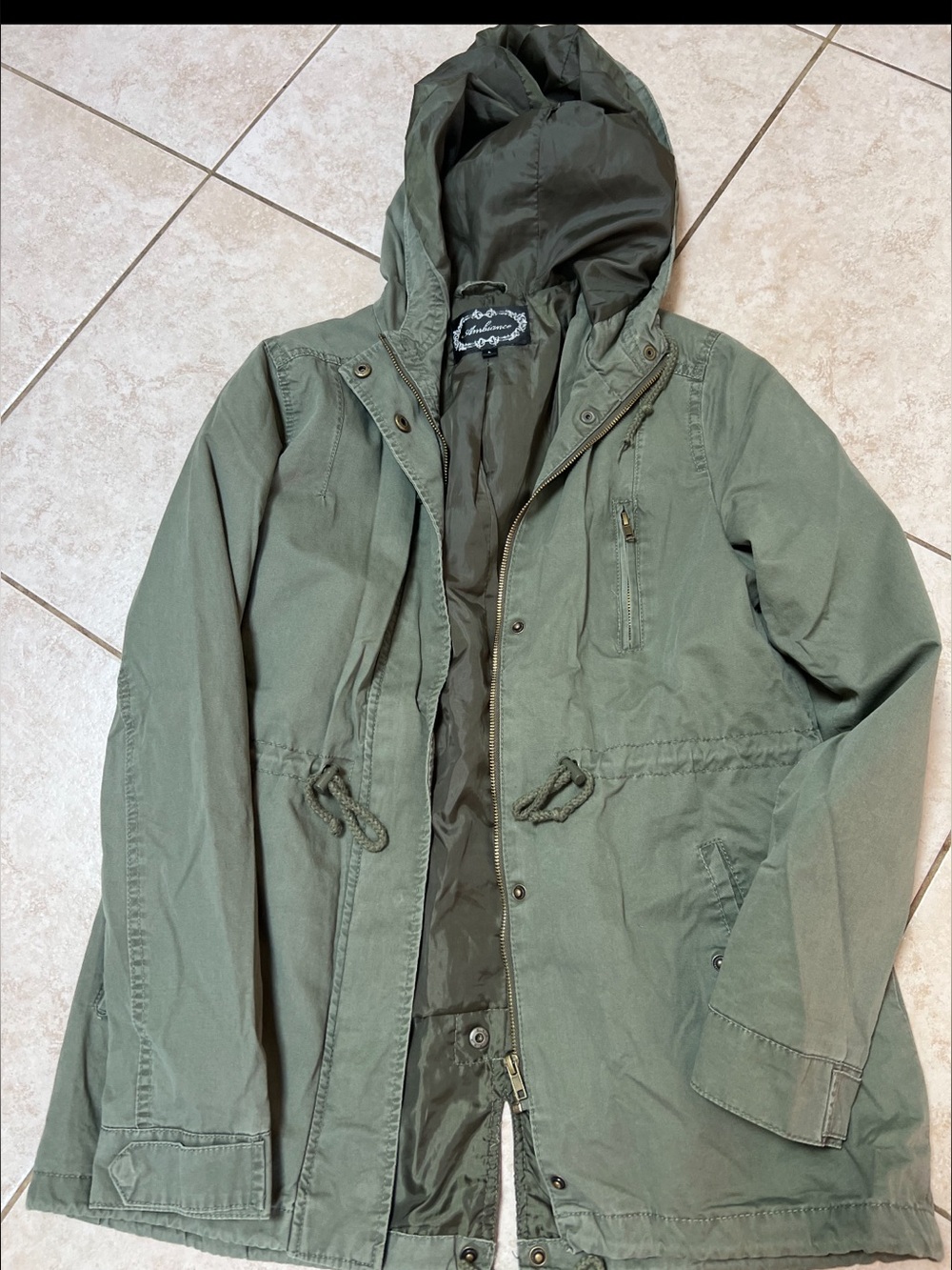 Women’s Olive Green Hooded Military-Style Parka Jacket